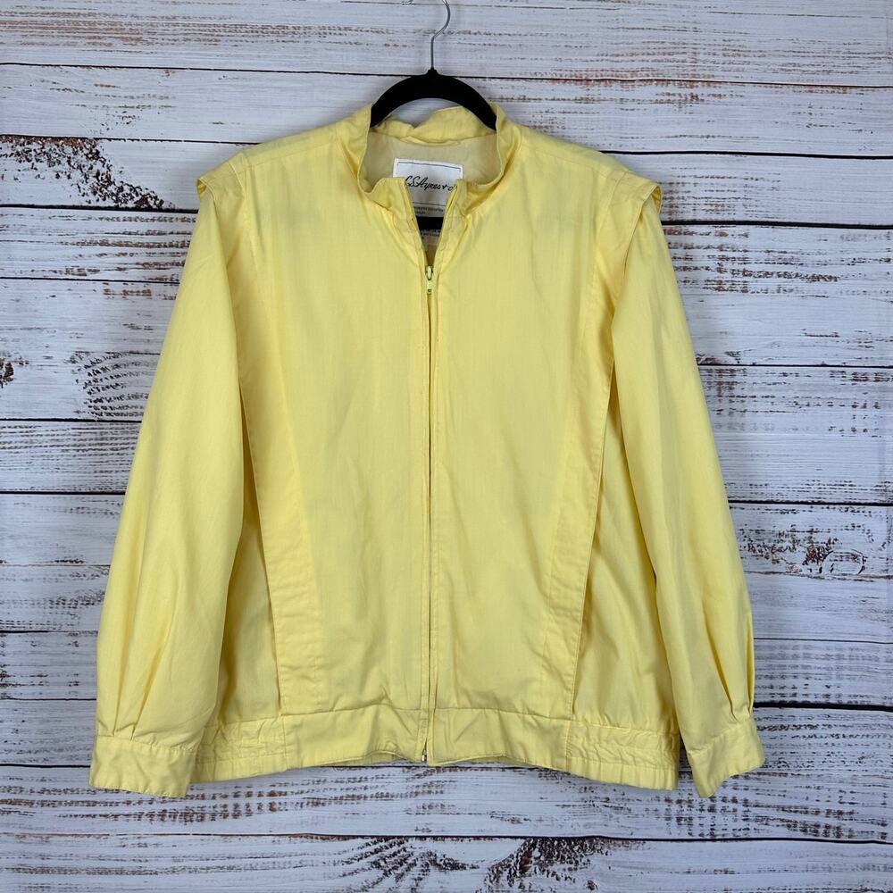 Women's VTG 80's LS Ayres Full Zip Lightweight Pleated Shoulder Jacket Yellow L